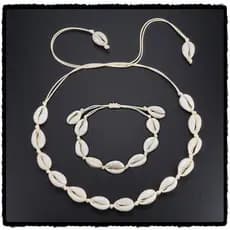 Colares e Pulseiras de Conchas para Mulheres - Gargantilha e Pulseiras de Trança Feitas à Mão com Charme Natural do Mar - Presentes de Amizade para Meninas