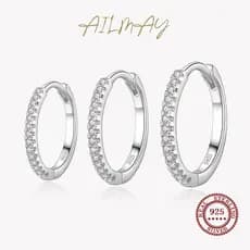 6pc brincos de prata esterlina brincos simples de argola zircônia esterlina antialérgica joias finas