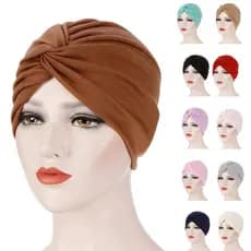 Touca feminina muçulmano touca de quimioterapia com pregas lenço cobertura para cabeça bandana índia