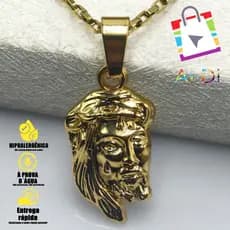 Pingente Rosto de Jesus Cristo - Colar Religioso Banhado a Ouro 18K, Estilo e Espiritualidade