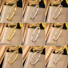 Pulseira de luxo em titânio cravejada com strass - resistente ao desbotamento e hipoalergênica