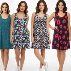 Vestido Regata Malha Fria Liganete Estampas Variadas Confortável e Fresco