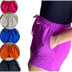 Short feminino duna com bolso elástico cintura básico leve