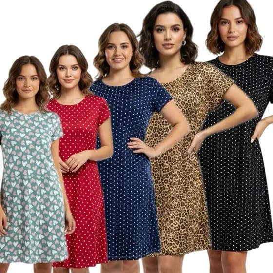 Vestido malha fria manga curta confortável