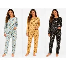Pijama Longo Inverno feminino Suede Estampado