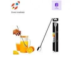 Colher 30 Cm Para Mexer Drinks  Inox 30cm Suco Leite Copo Jarra Comprida Aço