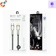 Cabo Turbo CB-35li 27W para IPhone Ligthning USB Hrebos De Tecido Trançado E Pontas Metálicas Linha Preemium  Carregador