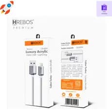 Cabo Turbo USB X Lightning 1 Metro Hrebos Preemim Cb-209i Tecido Tramçado Carregador