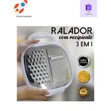 Cortador de Legumes Ralador Inox 3 em 1 Com Pote 23 Cm