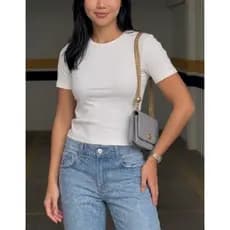 Camiseta Feminina baby tee blusa Slim Manga Curta baby look