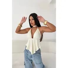 Blusa Boho com decote Suplex Tedencia Natal/Ano novo- Blusa Feminino em Halter