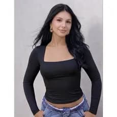 Blusa Feminina de Manga Longa - Meia Estação de Compressão Colada