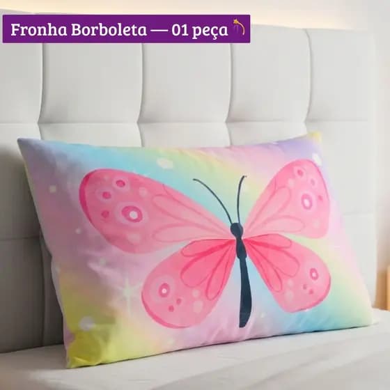 Fronha para Travesseiro Capa Porta Travesseiro Estampa Borboleta 65 cm x 45 cm