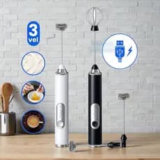 Mixer Batedor Misturador Elétrico para Bebidas Leite Café  Suco Vitamina Fitness Clara de Ovo 2 em 1