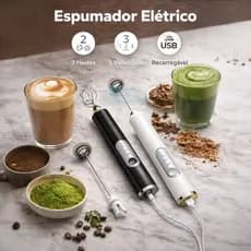 Kit 2 Mixer Batedor Misturador Elétrico Bebidas Leite Café  Suco Vitamina Fitness Clara de Ovo 2em 1