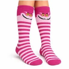 Meias Divertidas Adulto Gato da Alice no Pais das Maravilhas Rosa Geek Algodão