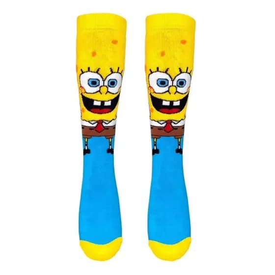 Meia Divertida Bob Esponja Meia Personagem Adulto Cano Alto Envio Imediato