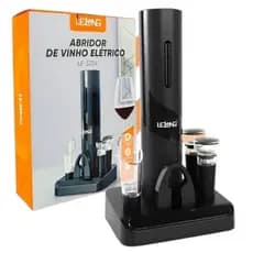 Abridor De Vinho Elétrico Automático A Pilha Com Acessórios A Vácuo Lelong LE-5224