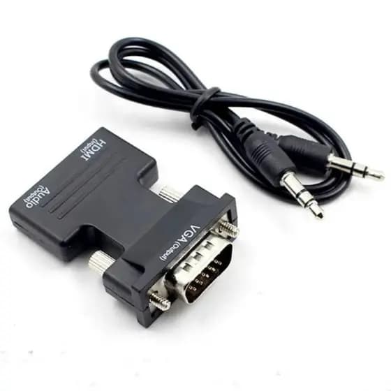 Adaptador Conversor HDMI Para VGA Com Áudio P2 3.5mm - Full HD 1080p