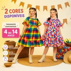 Vestido caipira junino menina festa quadrilha xadrez apresentação arraia