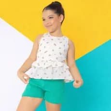 Conjunto infantil menina short blusa verão estampado blogueirinha