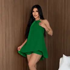 Conjunto estilo Macaquinho frente única Feminino crepe duna Moderno Casual Chic tendência elegante verão