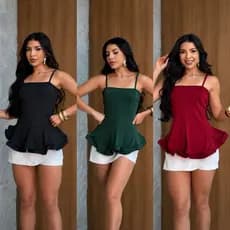 Blusa Feminina Peplum Alcinha Moda Blogueira Elegante acinturada estruturada Tam M/G