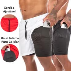 BERMUDA MASCULINA 2 em 1 Esportiva – Conforto e Alta Performance
