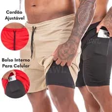 Bermuda 2 em 1 Masculina – Short Duplo - Alta Performance para Treino Corrida Caminhada