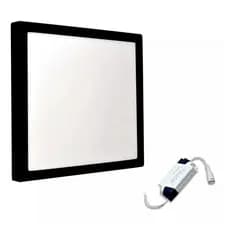 Plafon Sobrepor Quadrado Led 18w Painel Preto 21x21Oferta