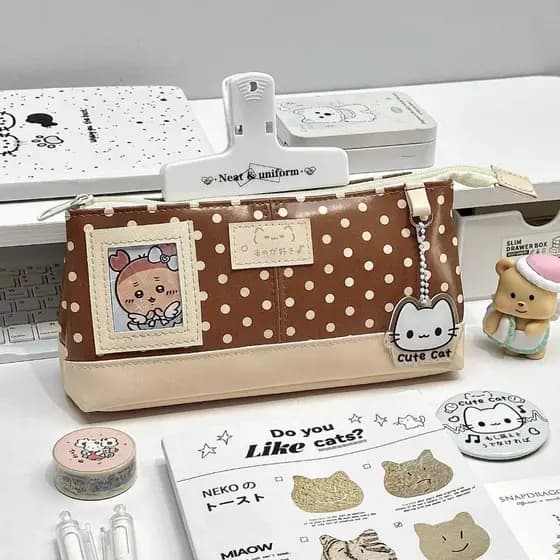 Estojo De Lápis De Grande Capacidade Caixa Multicamadas Vintage Céu Azul Gato Papelaria Bolsa De Cosméticos Presente Prê
