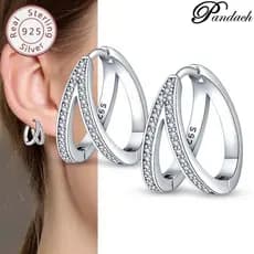 Brincos femininos Pandach s925 prata incrustada pedra brincos redondos adequados para mulheres presentes de feriado