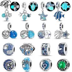 Berloques S925 Prata Charme Série Oceano Adequado para Pulseira DIY Jóias Fazendo Presente