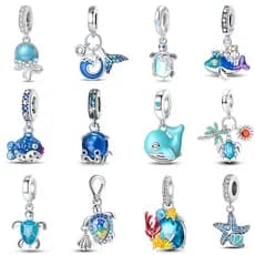 100% prata esterlina 925 mar Animal tartaruga marinha polvo Dijes contas compatíveis com pulseira Original jóias DIY