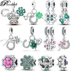Contas de trevo da sorte de prata S925 adequadas para pulseira de 3 mm DIY fabricação de joias presente de aniversário