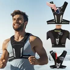 Colete Esportivo Refletivo Com Bolso Para Garrafa De Água E Celular Para Ciclismo E Corrida Noturna