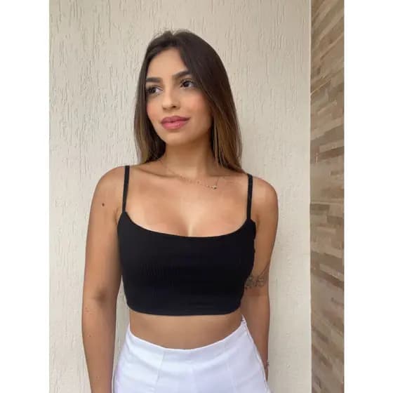 Cropped Canelado Feminino Preto de Alcinha – Básico e Estiloso 🔥