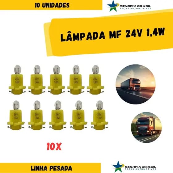Lâmpada MF 24V 1,4W AMARELO Linha Pesada  CAIXA C/10