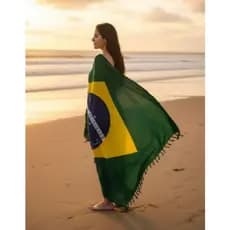 Bandeira Do Brasil Copa Do Mundo Ordem e Progresso Canga Saida De Praia