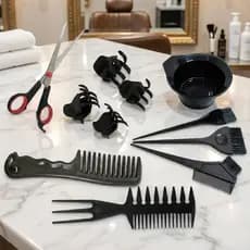 Kit Profissional para Cabelos com Pentes, Tesoura e Acessórios