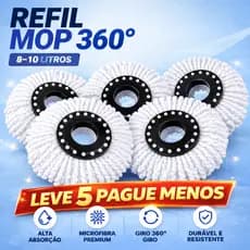 Kit Refil Mop 8 Litros 13,5 cm Para Balde Esfregão Microfiba Giratório