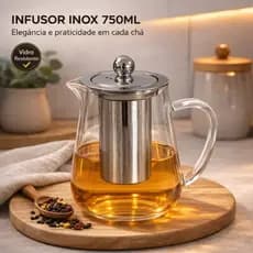 Chaleira 750ml 350ml Inox com Infusor para Chá Bule Filtro Aço Inoxidável para Ervas e Frutas