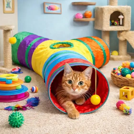 Brinquedo Para Pets Túnel Labirinto Para Gatos Colorido Dobrável