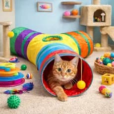 Brinquedo Para Pets Túnel Labirinto Para Gatos Colorido Dobrável