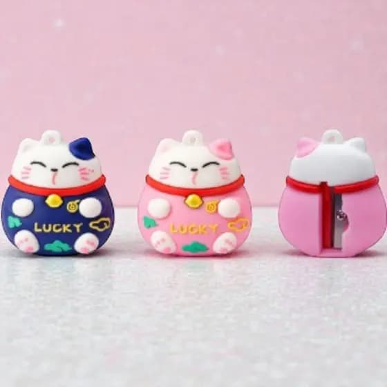 Apontador de Lapís Lucky Gatinho Chines – Item Criativo e Decorativo para Estojo