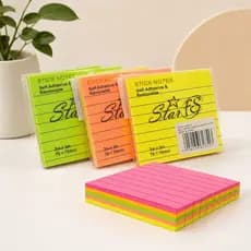 Bloco De Anotações Adesivo Pautado 76x76 Stick Notes P/ Resumos