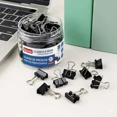 Kit 40 Extrator Clips Binder Preto 19 mm Clássico Para Escritório