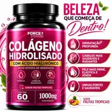 Colágeno Hidrolisado com Ácido Hialurônico Facial 60 Comprimidos 1000 mg para CABELO PELE UNHA