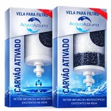 02 Velas Filtro Barro Carvão Ativado Alcalina ORIGINAL Premium - SERVE PARA TODOS FILTRO BARRO