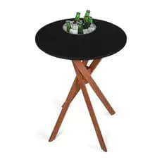 Mesa Com Balde De Gelo Para Bebidas Bistrô Cor Preto 60 cm